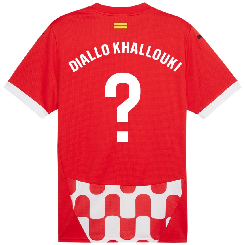 Criança Camisola Siaka Diallo Khallouki #0 Branco Vermelho Principal 2024/25 Camisa Brasil