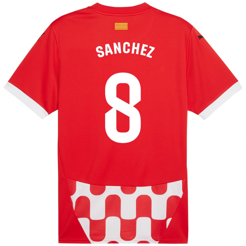 Criança Camisola Miguel Ángel Sánchez #8 Branco Vermelho Principal 2024/25 Camisa Brasil