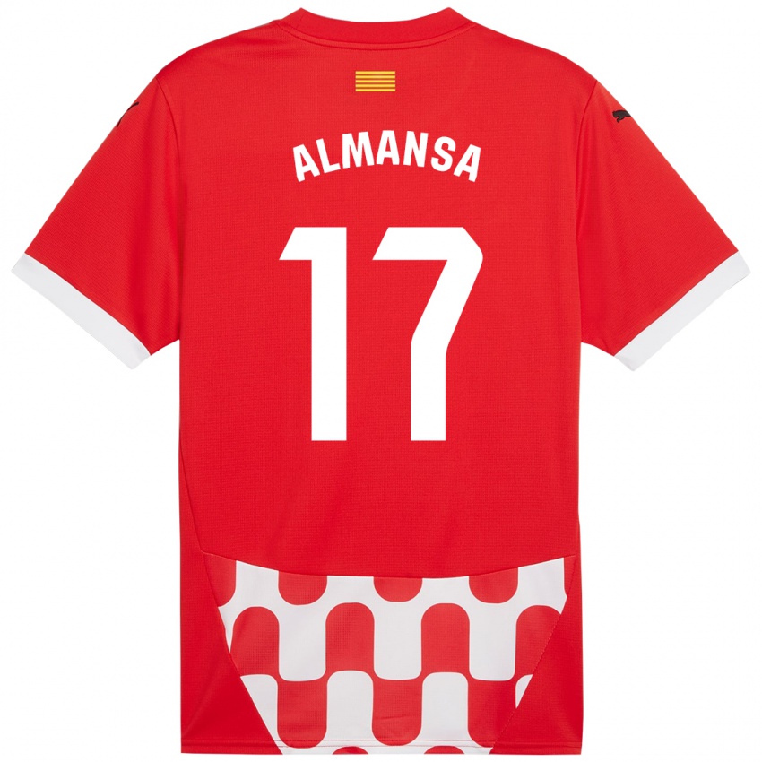 Criança Camisola Alex Almansa #17 Branco Vermelho Principal 2024/25 Camisa Brasil