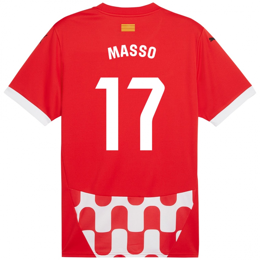 Criança Camisola Ainoa Massó #17 Branco Vermelho Principal 2024/25 Camisa Brasil