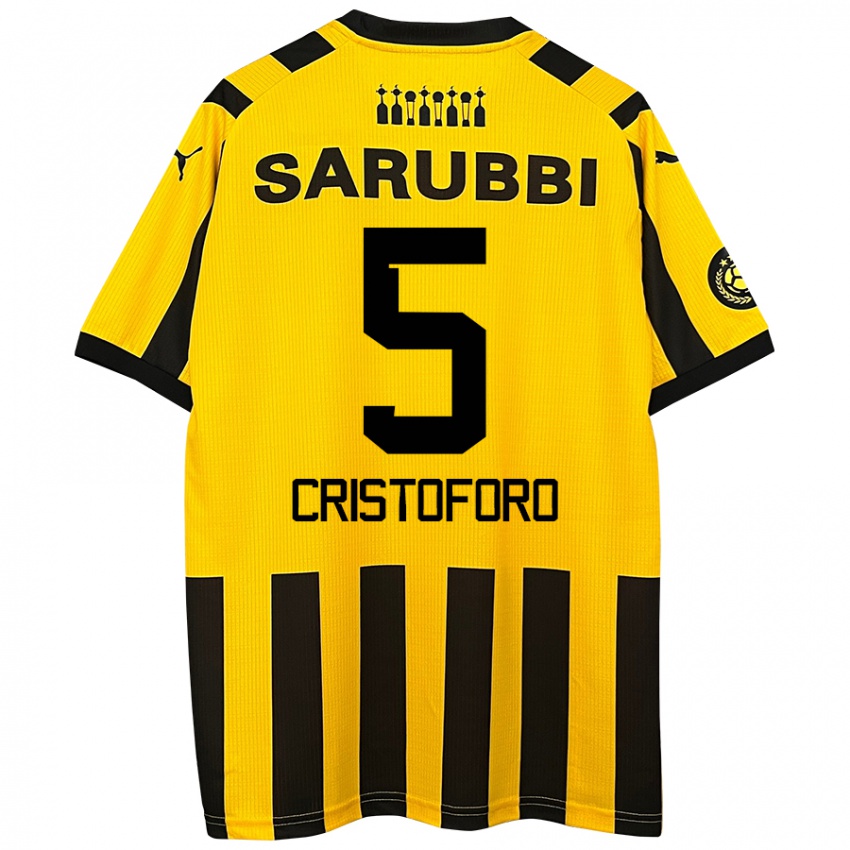 Criança Camisola Sebastián Cristóforo #5 Preto Amarelo Principal 2024/25 Camisa Brasil