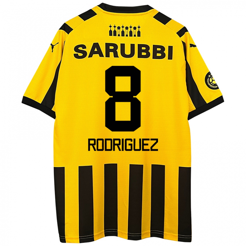 Criança Camisola Sebastián Rodríguez #8 Preto Amarelo Principal 2024/25 Camisa Brasil