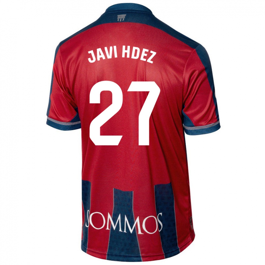 Criança Camisola Javi Hernández #27 Azul Vermelho Principal 2024/25 Camisa Brasil