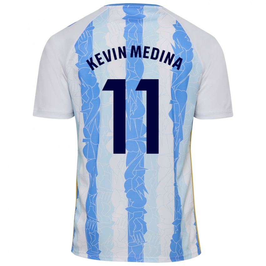 Criança Camisola Kevin Medina #11 Azul Branco Principal 2024/25 Camisa Brasil