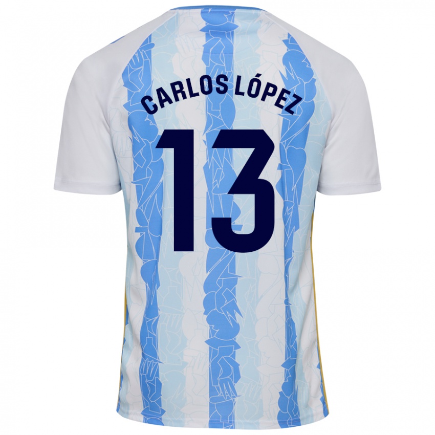 Criança Camisola Carlos López #13 Azul Branco Principal 2024/25 Camisa Brasil