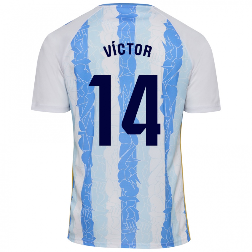 Criança Camisola Víctor García #14 Azul Branco Principal 2024/25 Camisa Brasil