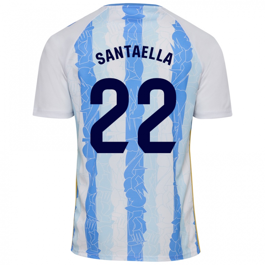 Criança Camisola Miguel Ángel Santaella #22 Azul Branco Principal 2024/25 Camisa Brasil