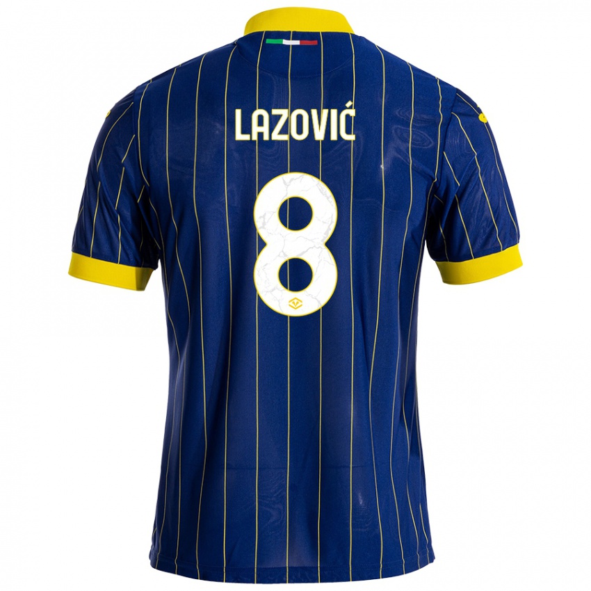 Criança Camisola Darko Lazović #8 Azul Amarelo Principal 2024/25 Camisa Brasil