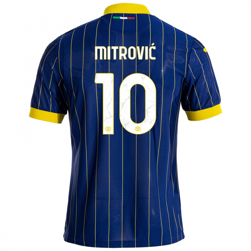 Criança Camisola Stefan Mitrović #10 Azul Amarelo Principal 2024/25 Camisa Brasil