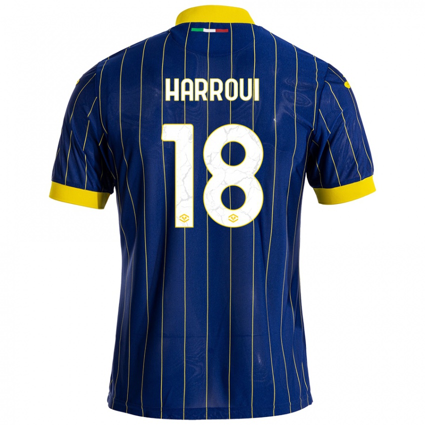 Criança Camisola Abdou Harroui #18 Azul Amarelo Principal 2024/25 Camisa Brasil