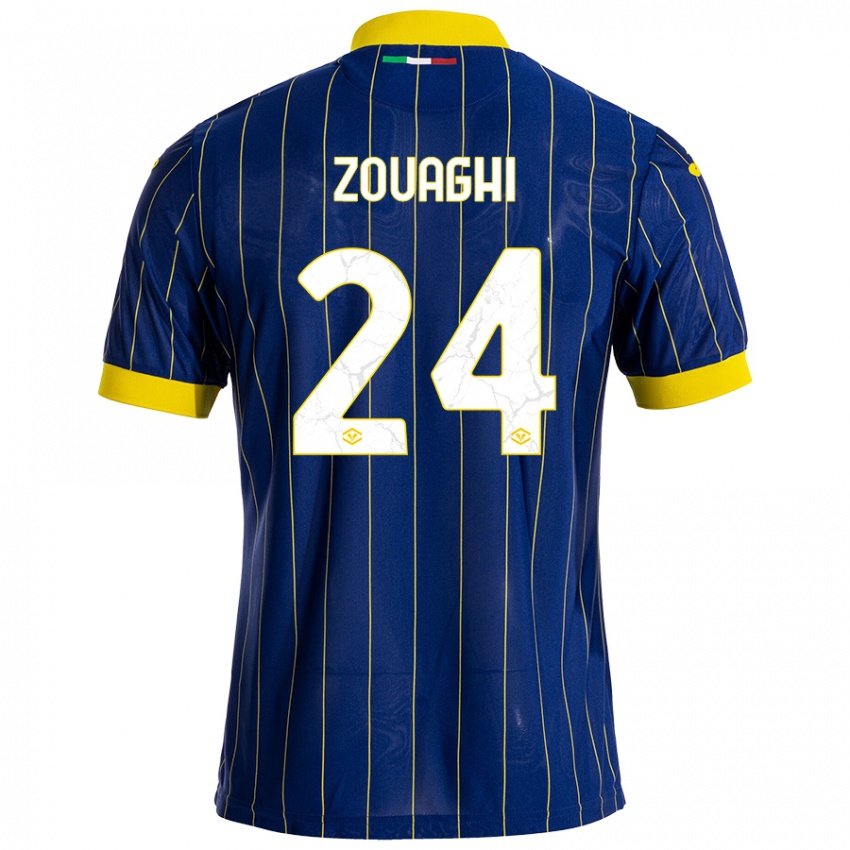 Criança Camisola Thomas Zouaghi #24 Azul Amarelo Principal 2024/25 Camisa Brasil