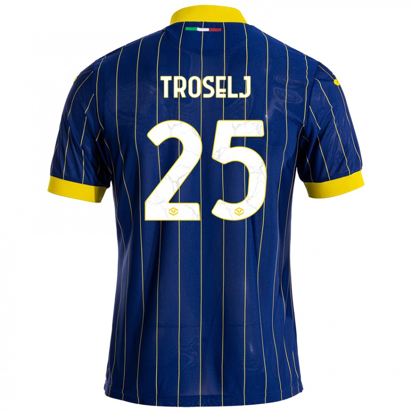 Criança Camisola Ethan Troselj #25 Azul Amarelo Principal 2024/25 Camisa Brasil