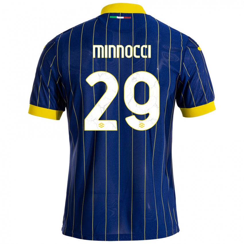 Criança Camisola Valerio Minnocci #29 Azul Amarelo Principal 2024/25 Camisa Brasil