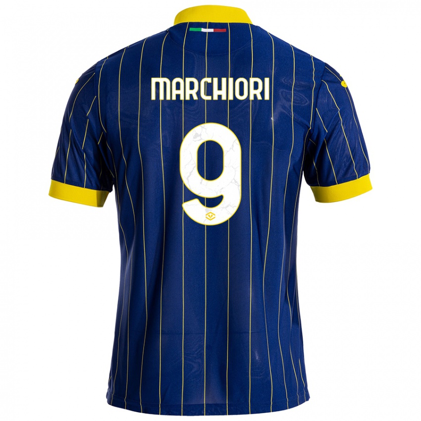 Criança Camisola Giorgia Marchiori #9 Azul Amarelo Principal 2024/25 Camisa Brasil