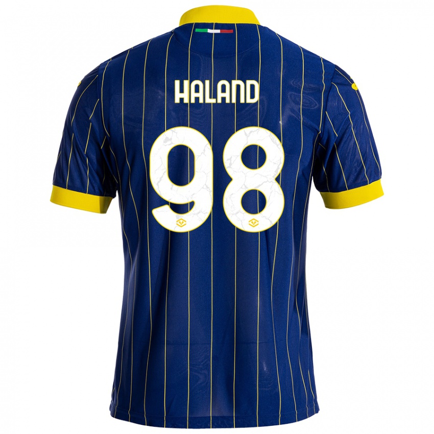 Criança Camisola Benedicte Iversen Håland #98 Azul Amarelo Principal 2024/25 Camisa Brasil