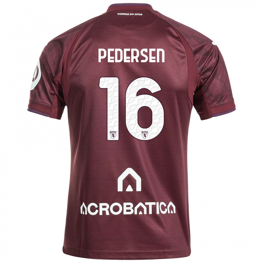 Criança Camisola Marcus Pedersen #16 Branco Castanho Principal 2024/25 Camisa Brasil