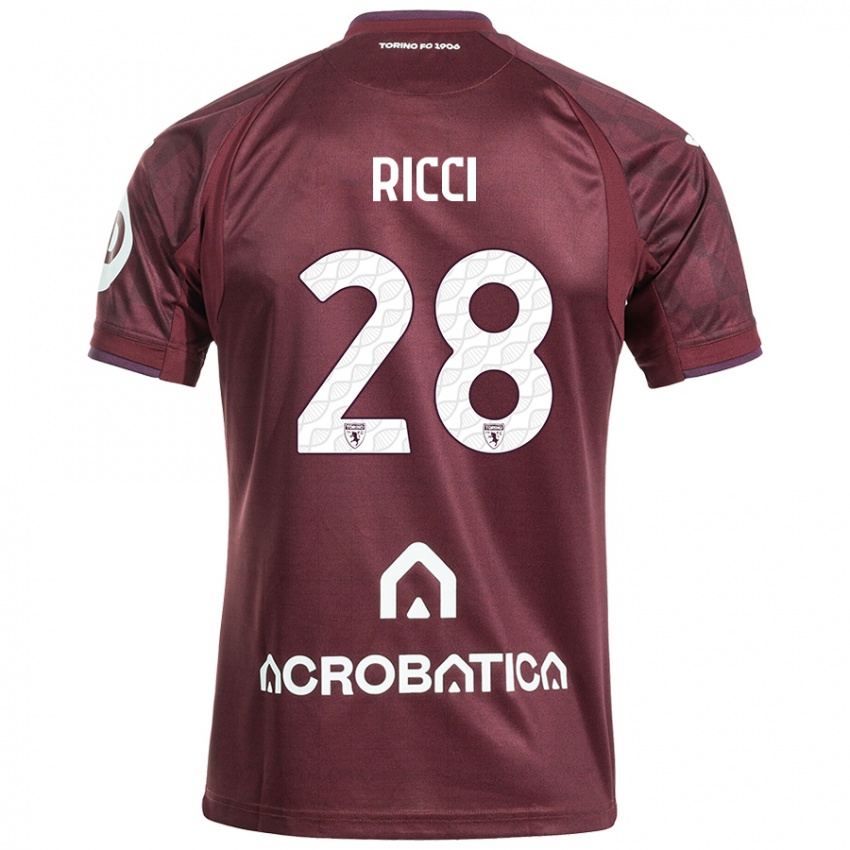 Criança Camisola Samuele Ricci #28 Branco Castanho Principal 2024/25 Camisa Brasil