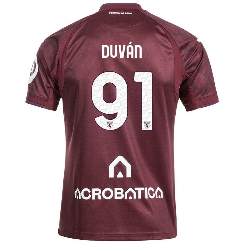 Criança Camisola Duván Zapata #91 Branco Castanho Principal 2024/25 Camisa Brasil