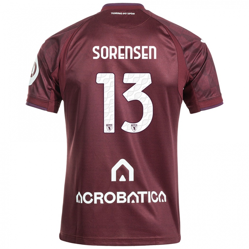 Criança Camisola Ben Sørensen #13 Branco Castanho Principal 2024/25 Camisa Brasil