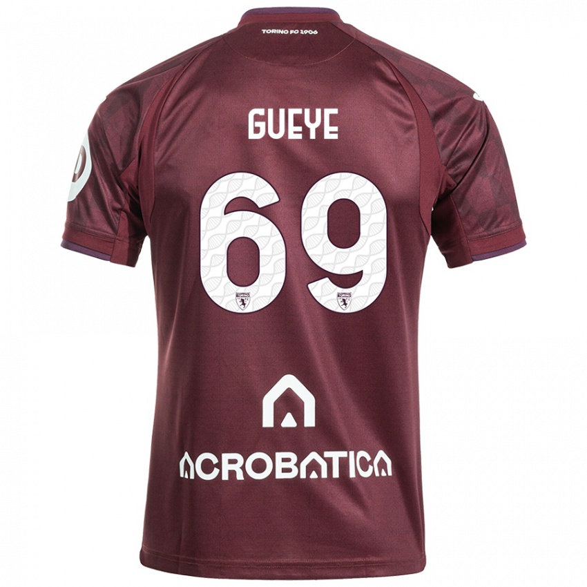 Criança Camisola Ousmane Gueye #69 Branco Castanho Principal 2024/25 Camisa Brasil