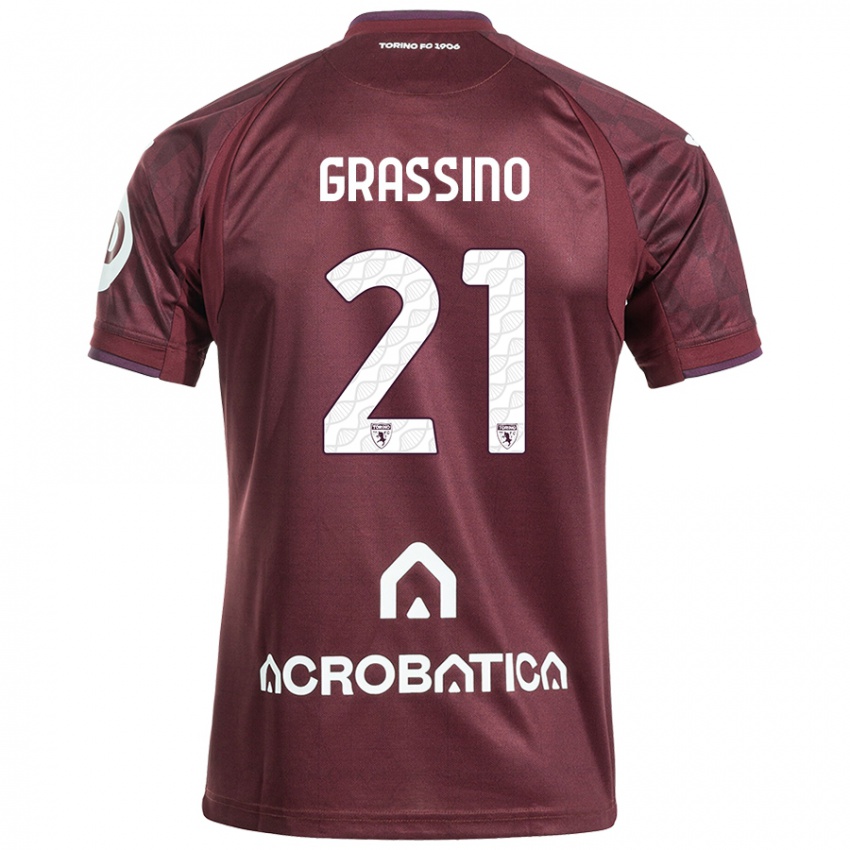 Criança Camisola Giulia Grassino #21 Branco Castanho Principal 2024/25 Camisa Brasil