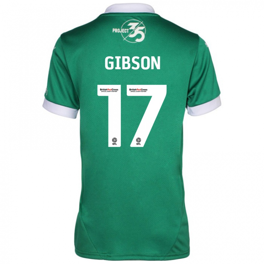 Criança Camisola Lewis Gibson #17 Branco Verde Principal 2024/25 Camisa Brasil