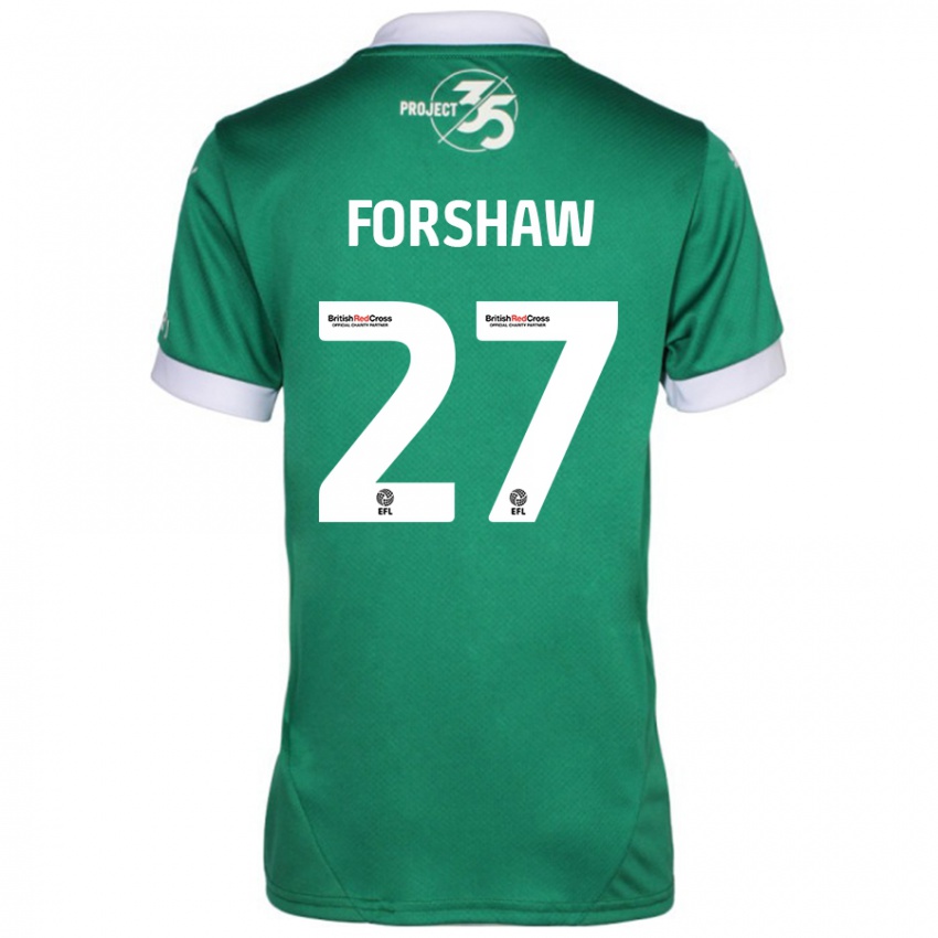 Criança Camisola Adam Forshaw #27 Branco Verde Principal 2024/25 Camisa Brasil