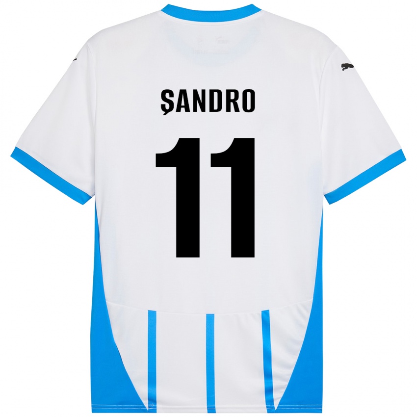 Criança Camisola Denis Șandro #11 Azul Branco Alternativa 2024/25 Camisa Brasil