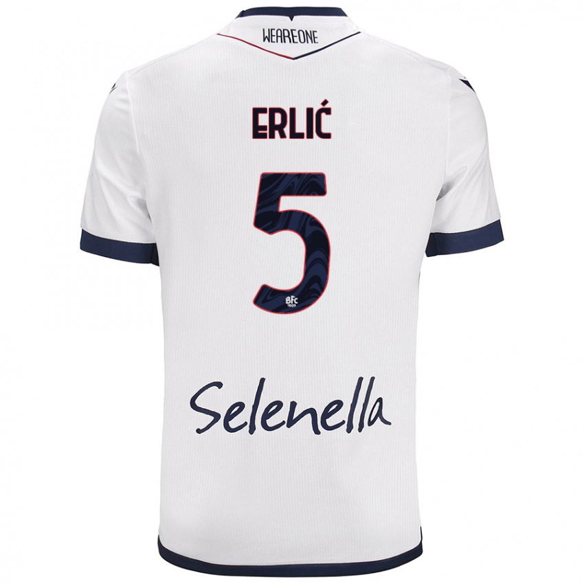 Criança Camisola Martin Erlić #5 Azul Real Branco Alternativa 2024/25 Camisa Brasil