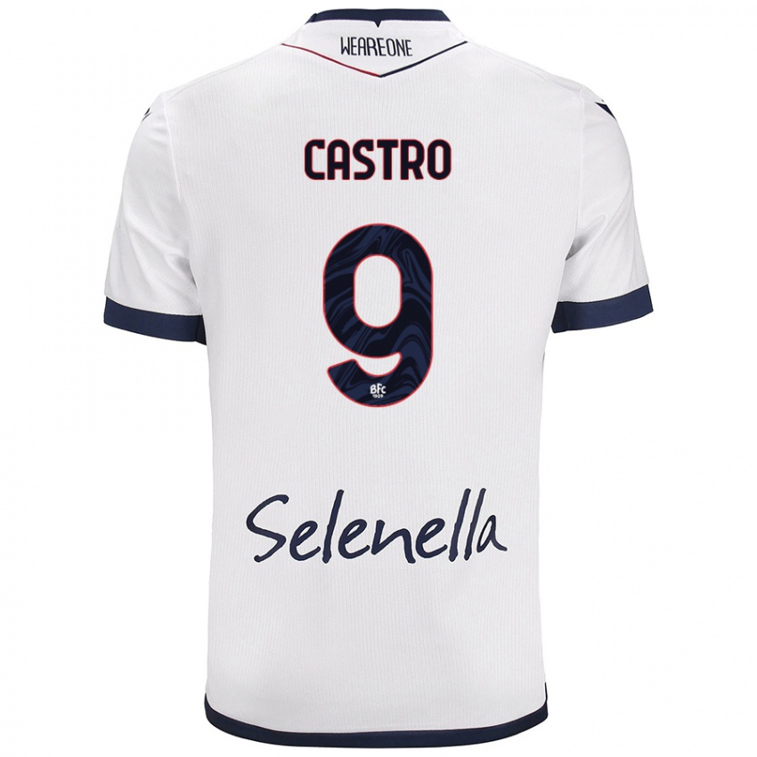 Criança Camisola Santiago Castro #9 Azul Real Branco Alternativa 2024/25 Camisa Brasil