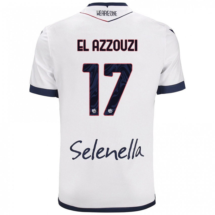 Criança Camisola Oussama El Azzouzi #17 Azul Real Branco Alternativa 2024/25 Camisa Brasil