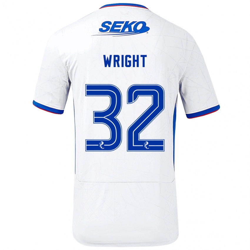 Criança Camisola Kieran Wright #32 Azul Branco Alternativa 2024/25 Camisa Brasil