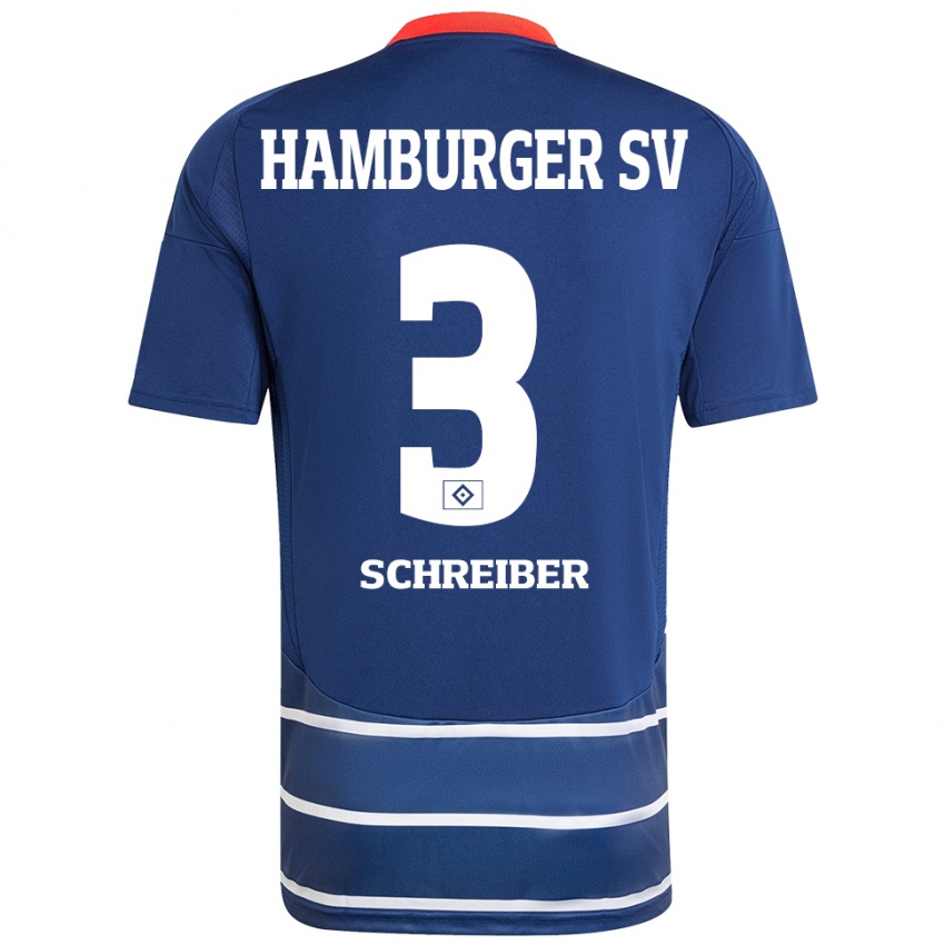 Criança Camisola David Schreiber #3 Azul Escuro Alternativa 2024/25 Camisa Brasil