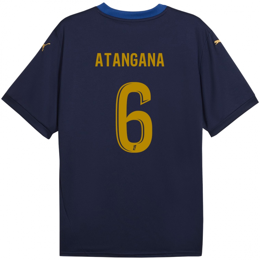 Criança Camisola Valentin Atangana Edoa #6 Ouro Da Marinha Alternativa 2024/25 Camisa Brasil