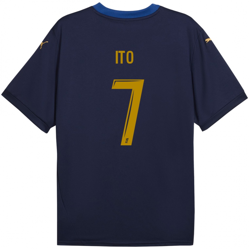 Criança Camisola Junya Ito #7 Ouro Da Marinha Alternativa 2024/25 Camisa Brasil