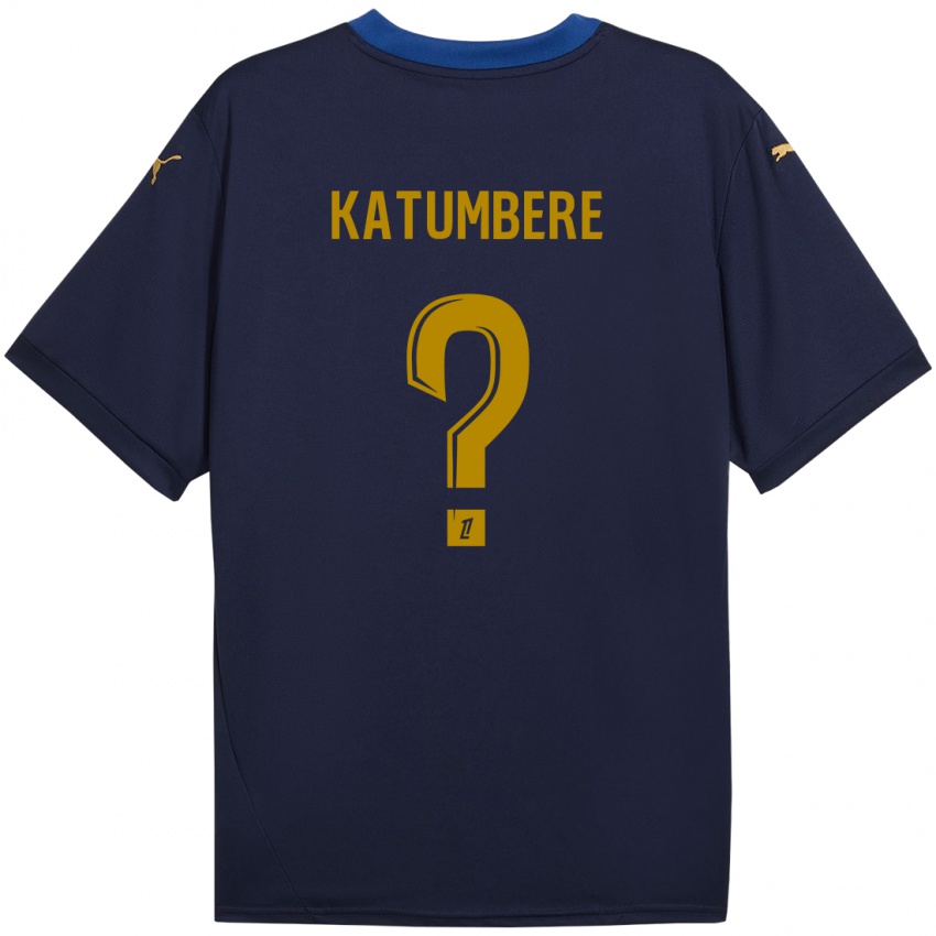 Criança Camisola Noah Katumbere #0 Ouro Da Marinha Alternativa 2024/25 Camisa Brasil