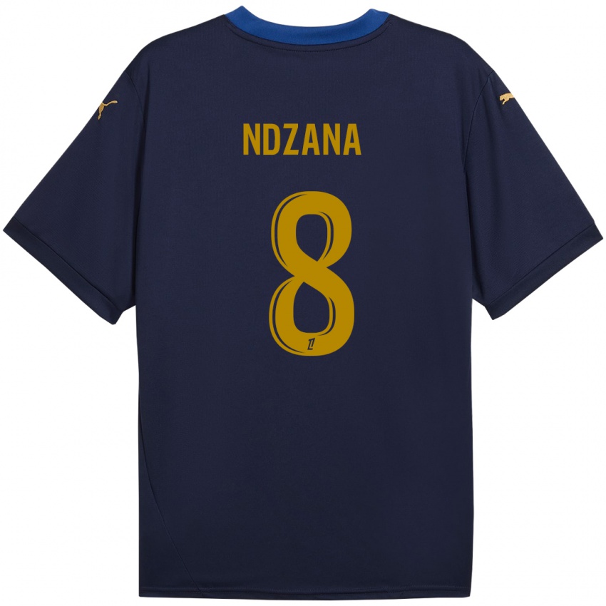 Criança Camisola Colette Ndzana Fegue #8 Ouro Da Marinha Alternativa 2024/25 Camisa Brasil