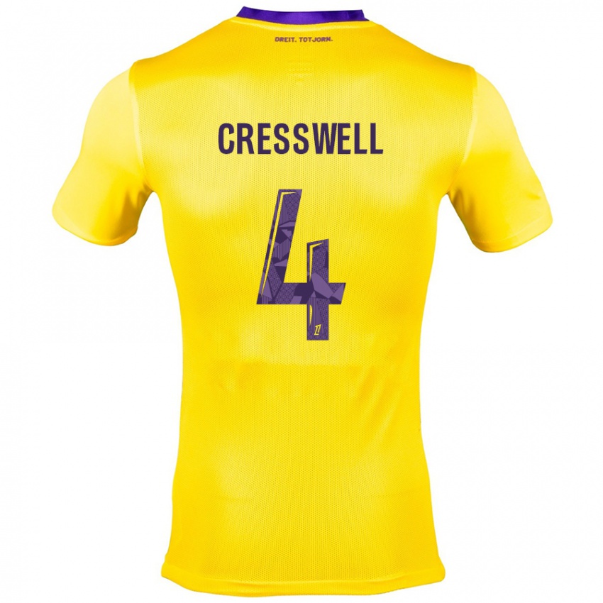 Criança Camisola Charlie Cresswell #4 Roxo Amarelo Alternativa 2024/25 Camisa Brasil