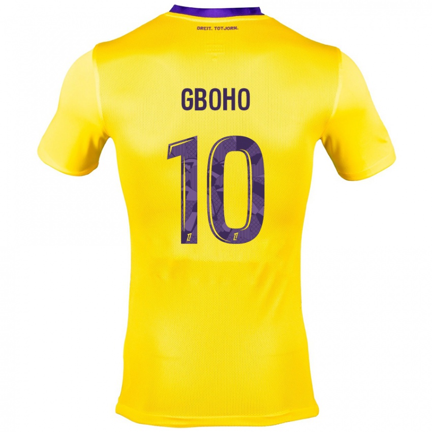 Criança Camisola Yann Gboho #10 Roxo Amarelo Alternativa 2024/25 Camisa Brasil