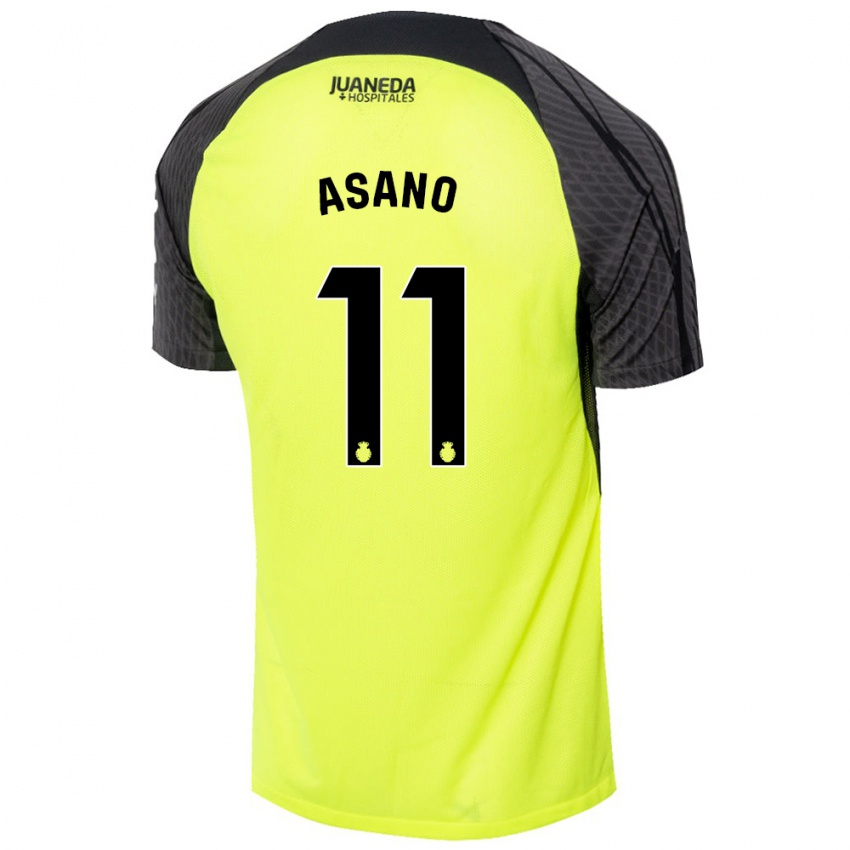 Criança Camisola Takuma Asano #11 Verde Fluorescente Preto Alternativa 2024/25 Camisa Brasil