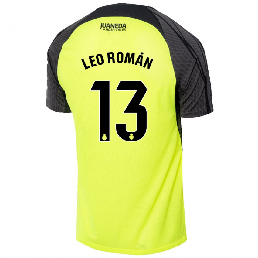 Criança Camisola Leo Román #13 Verde Fluorescente Preto Alternativa 2024/25 Camisa Brasil