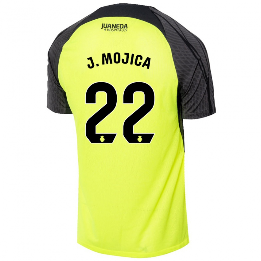 Criança Camisola Johan Mojica #22 Verde Fluorescente Preto Alternativa 2024/25 Camisa Brasil