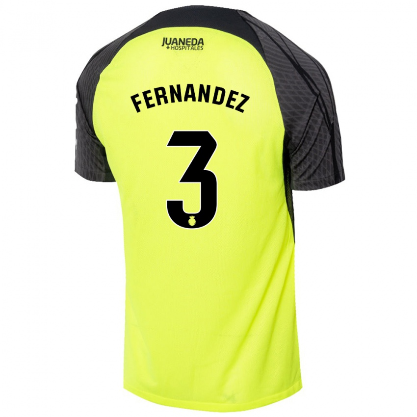 Criança Camisola Marcos Fernández #3 Verde Fluorescente Preto Alternativa 2024/25 Camisa Brasil