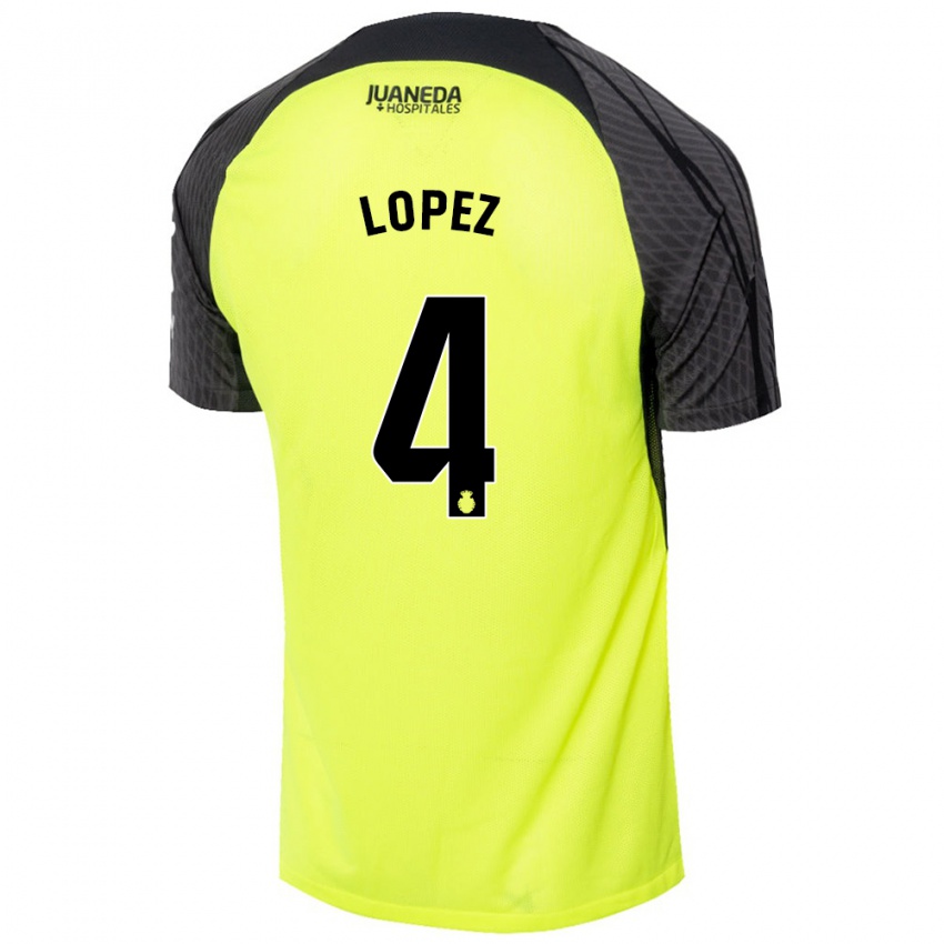 Criança Camisola David López #4 Verde Fluorescente Preto Alternativa 2024/25 Camisa Brasil