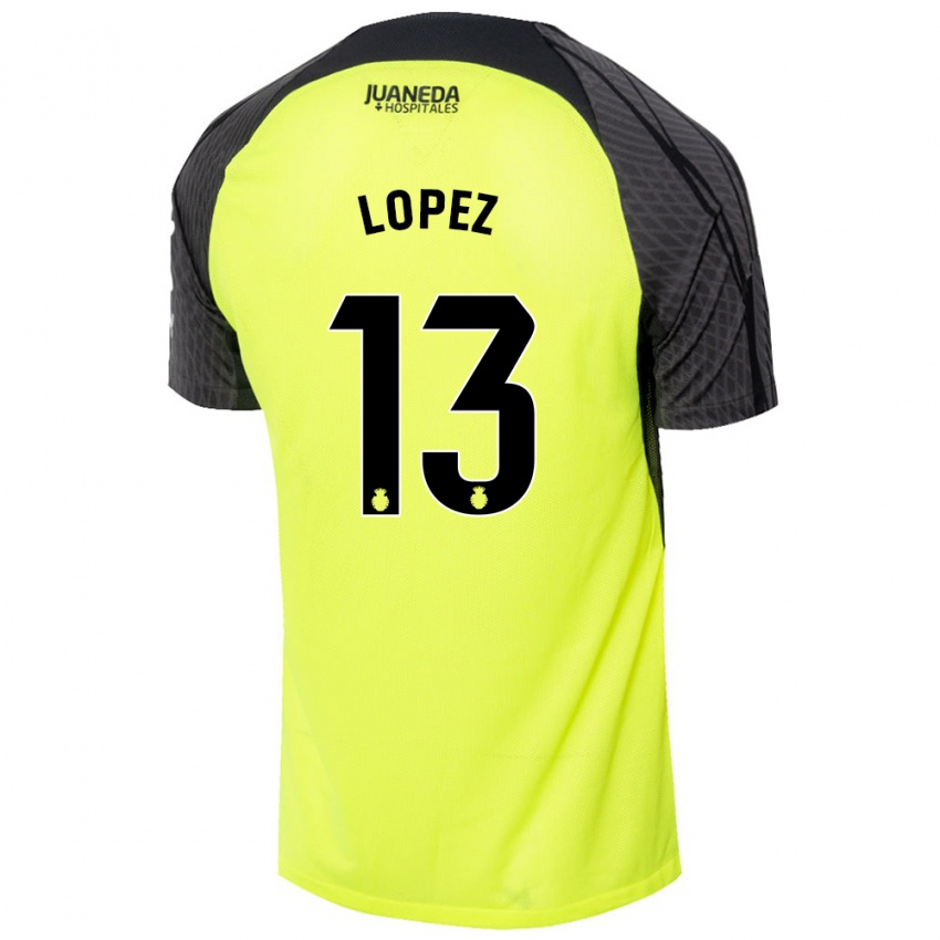 Criança Camisola Iván López #13 Verde Fluorescente Preto Alternativa 2024/25 Camisa Brasil