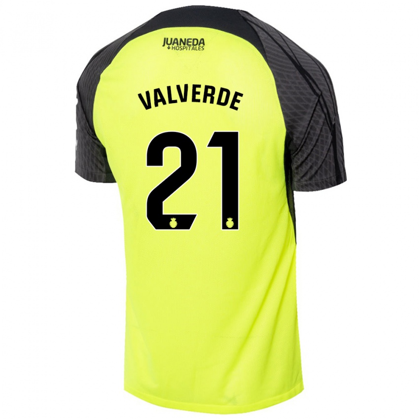 Criança Camisola David Valverde #21 Verde Fluorescente Preto Alternativa 2024/25 Camisa Brasil