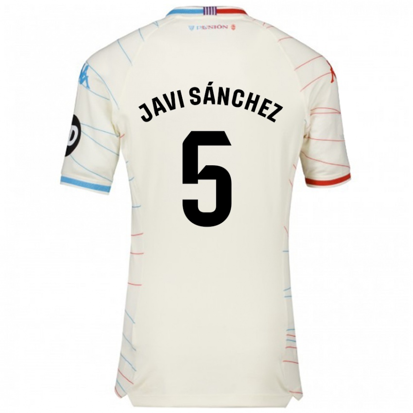 Criança Camisola Javi Sánchez #5 Azul Vermelho Branco Alternativa 2024/25 Camisa Brasil