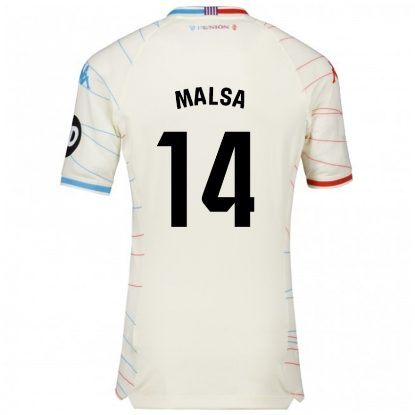 Criança Camisola Mickaël Malsa #14 Azul Vermelho Branco Alternativa 2024/25 Camisa Brasil