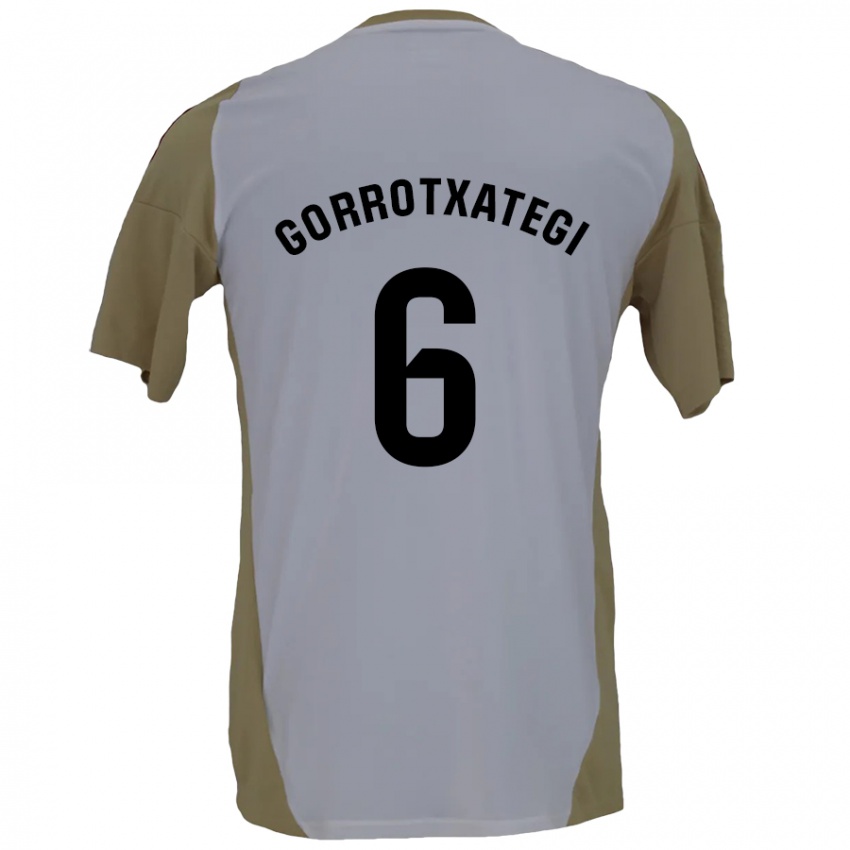 Criança Camisola Jon Gorrotxategi #6 Branco Brown Alternativa 2024/25 Camisa Brasil