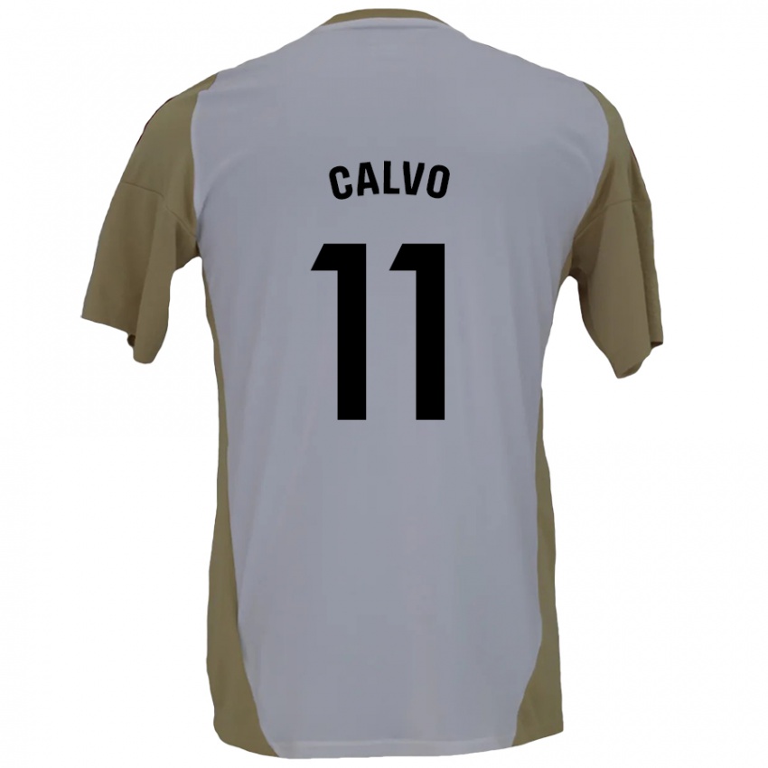 Criança Camisola Álex Calvo #11 Branco Brown Alternativa 2024/25 Camisa Brasil